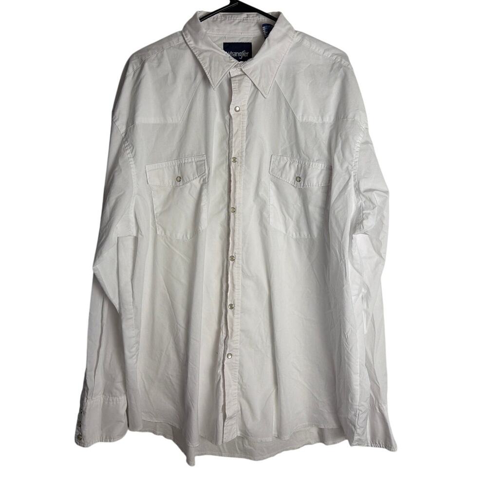 Wrangler Men's White Button Down Long Sleeve Work Shirt Size XL